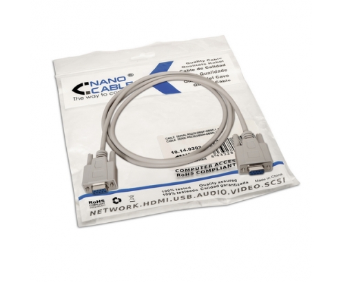 CABLE SERIE DB9 H A SERIE DB9 H 1.8MT NANOCABLE BLANCO 10.14.0602