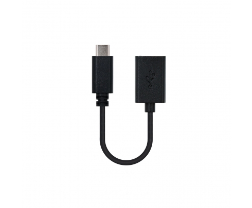 CABLE USB OTG NANOCABLE 10.01.2400 - CONECTORES USB TIPO-C MACHO A USB HEMBRA - USB 2.0 - 0.15M - COLOR NEGRO 10.01.2400 