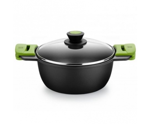 CACEROLA ALTA PRIOR BRA 4L ALUMINIO FUNDIDO TEFL͓N ANTIADHERENTE CLASSIC TAPA VIDRIO TEMPLADO A400324