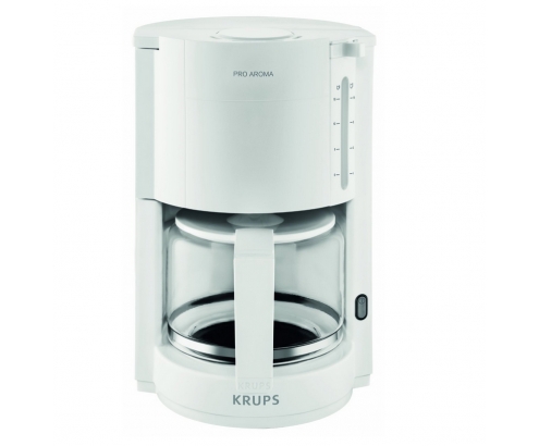 Cafetera electrica de filtro krups 10 tazas vidrio metal blanco F30901