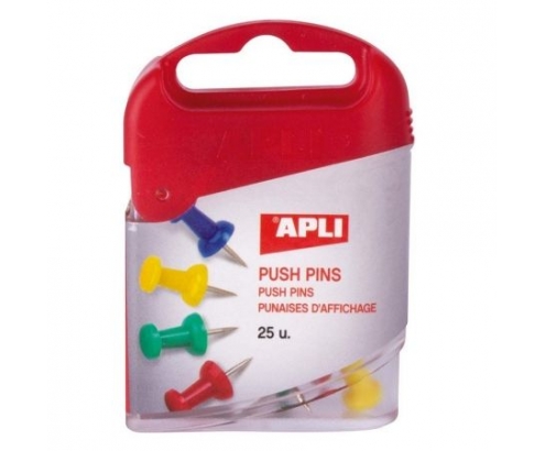 CAJA APLI DE 25 UNIDADES DE CHINCHETAS AGUJAS COLORES SURTIDOS 12349
