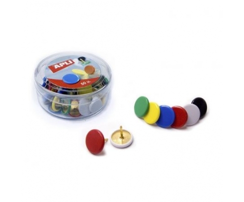 CAJA DE 50 UNIDADES DE CHINCHETAS APLI DE COLORES SURTIDOS 11733