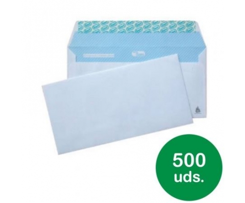 Caja de 500 sobres americanos sam pacsa opensam 115x225mm autoadhesivo tira de silicona papel blanco 90gr 247684