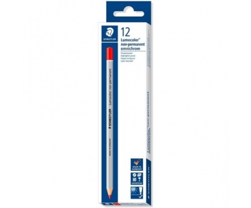 CAJA LAPICES 12 UNIDADES STAEDTLER OMNICHROM NO TRASPASA EL PAPEL ESPECIAL PARA SUPERFICIES LISAS ROJO 108-2
