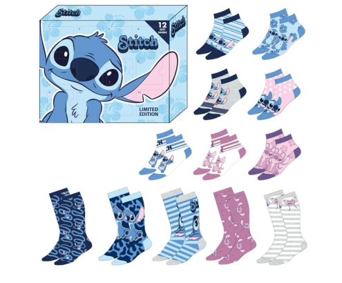Caja Regalo Stitch 12 Pares de Calcetines Talla 35/41 Edición Limitada