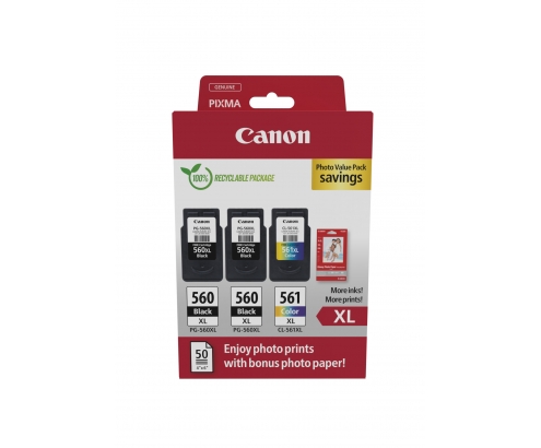 Canon 3712C012 cartucho de tinta 3 pieza(s) Original Alto rendimiento (XL) Negro, Cian, Magenta, Amarillo