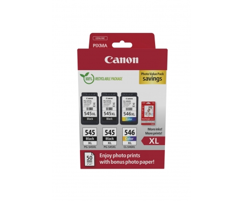 Canon 8286B015 cartucho de tinta 3 pieza(s) Original Alto rendimiento (XL) Negro, Cian, Magenta, Amarillo