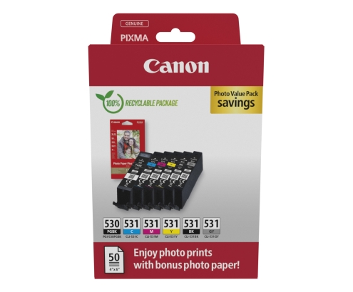 Canon PGI-530/CLI-531 PVP cartucho de tinta 6 pieza(s) Original Negro, Cian, Gris, Magenta, Foto negro, Amarillo