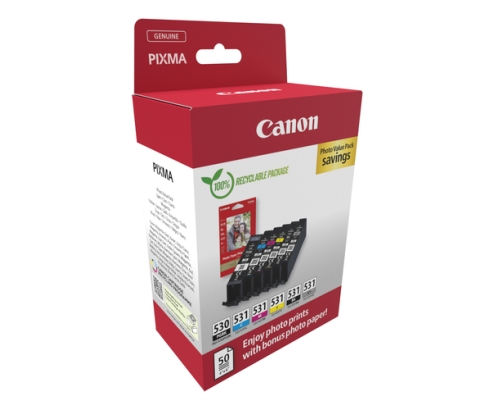 Canon PGI-530/CLI-531 PVP cartucho de tinta 6 pieza(s) Original Negro, Cian, Gris, Magenta, Foto negro, Amarillo