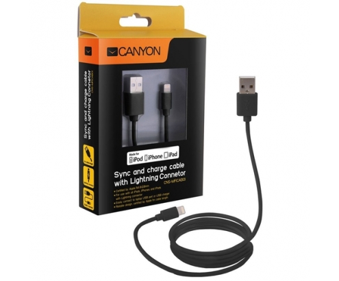 Canyon Cable Lightning/USB A 1 m Negro
