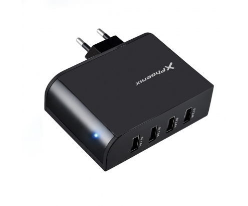Cargador adaptador pared phoenix universal 4x usb 5.1v 2.1a negro PHMULTIUSBCHARGER