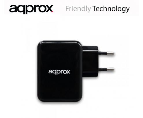 CARGADOR APPROX 4 PUERTOS USB NEGRO APPUSBWALL4PB