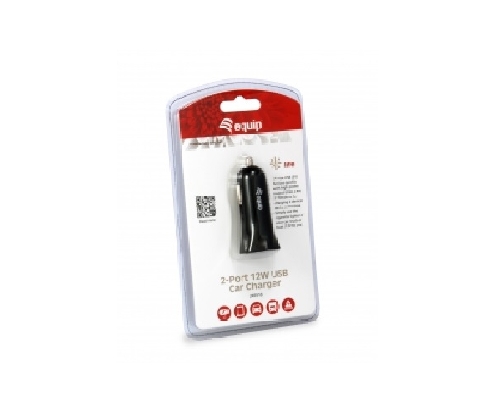 CARGADOR COCHE EQUIP LIFE 5V 2 USB 12/24V 12W NEGRO 245510