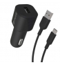 CARGADOR COCHE MUVIT PUERTO USB 12W 2.4A CABLE USB TIPO-C 1.2M NEGRO MCPAK0015