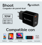 Cargador de Pared Nubbeh Bhoot 30W Dual USB-A y USB-C Negro