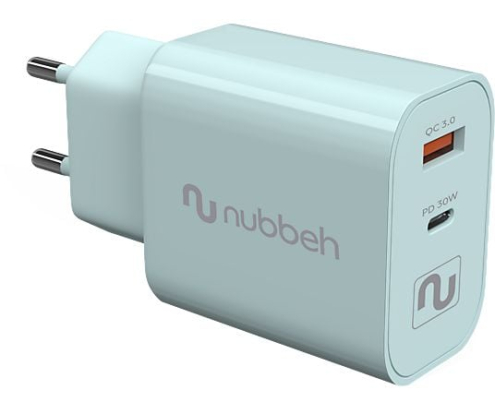 Cargador de Pared Nubbeh Bhoot 30W Dual USB-A y USB-C Verde