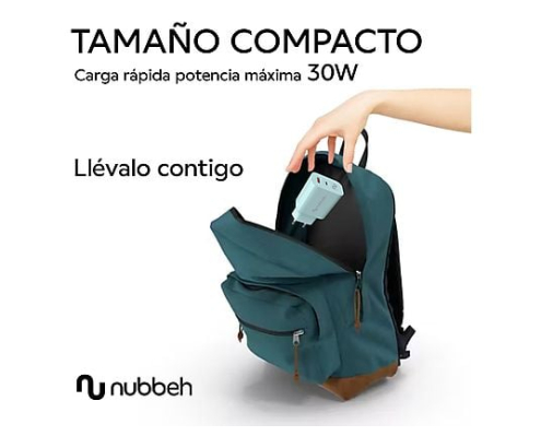 Cargador de Pared Nubbeh Bhoot 30W Dual USB-A y USB-C Verde
