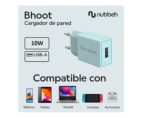 Cargador de Pared Nubbeh Bhoot USB-A 10W Turquesa