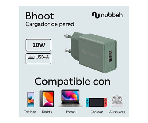 Cargador de Pared Nubbeh Bhoot USB-A 10W Verde