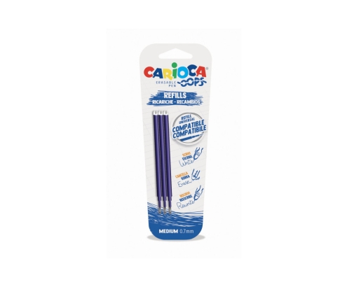 Carioca 43041/02 Recambio de bolígrafo Medio Azul 3 pieza(s)