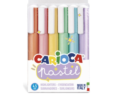Carioca Pastel marcador 6 pieza(s) Punta de cincel Azul, Verde, Naranja, Pastel, Rosa, Púrpura, Amarillo