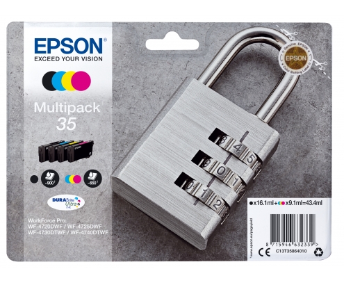 Cartucho de tinta epson padlock multipack 4-colours 35 durabrite ultra ink C13T35864010
