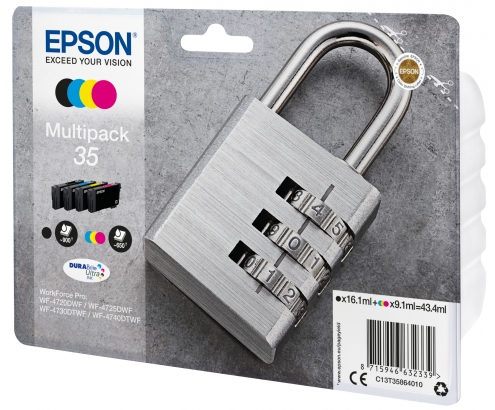 Cartucho de tinta epson padlock multipack 4-colours 35 durabrite ultra ink C13T35864010