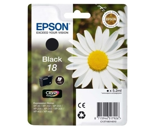 CARTUCHO EPSON 18 NEGRO T1801 C13T18014012