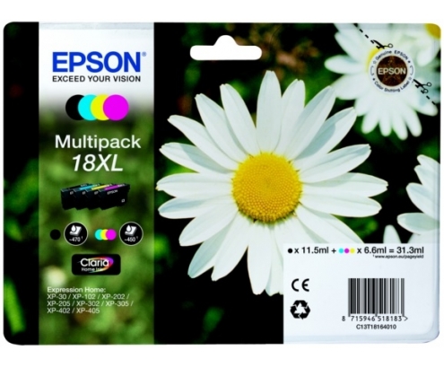 CARTUCHO EPSON 18XL MULTIPACK 4COLORES C13T18164012