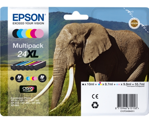 CARTUCHO EPSON 24XL MULTIPACK 6 COLORES C13T24384011