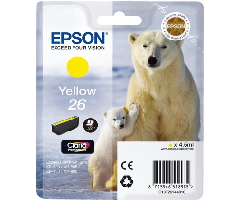 CARTUCHO EPSON 26 AMARILLO C13T26144012