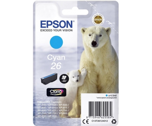 CARTUCHO EPSON 26 CIAN C13T26124012