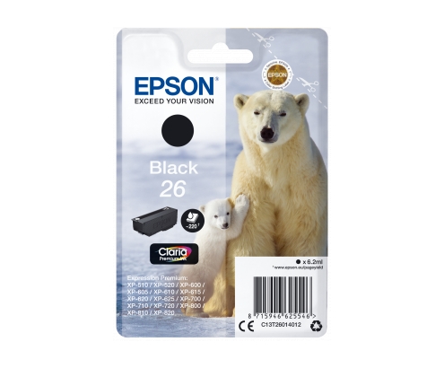 CARTUCHO EPSON 26 NEGRO C13T26014012 