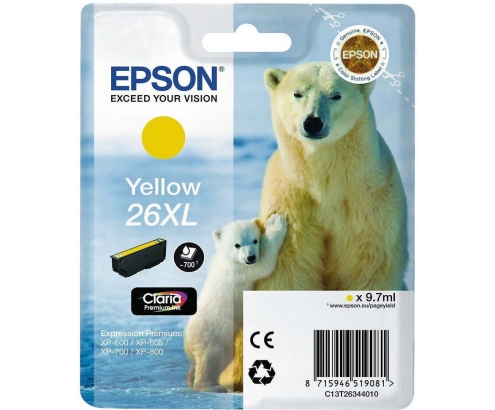 CARTUCHO EPSON 26XL AMARILLO C13T26344012