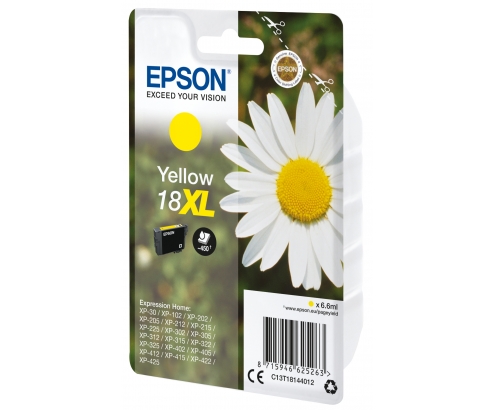 Cartucho Epson Daisy 18XL amarillo etiqueta RF C13T18144022