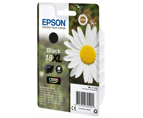 Cartucho Epson Daisy 18XL negro etiqueta RF C13T18114022