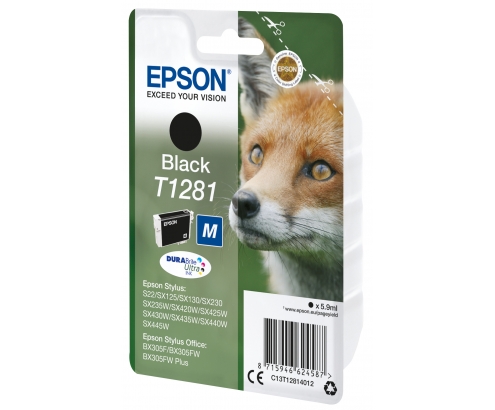 Cartucho Epson Fox T1281 etiqueta RF negro C13T12814022