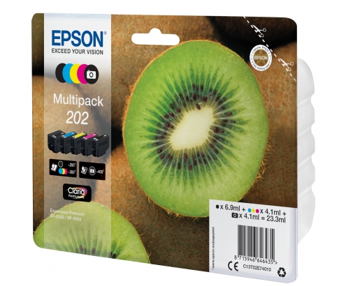 Cartucho epson kiwi multipack 5 colores 202 claria premium ink C13T02E74010