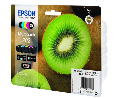 Cartucho epson kiwi multipack 5 colores 202 claria premium ink C13T02E74010