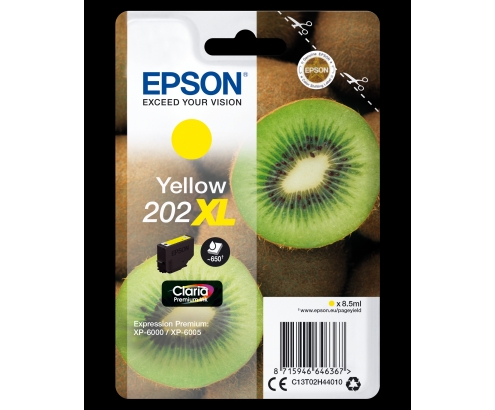 Cartucho Epson Kiwi Singlepack Yellow 202XL Claria Premium Ink C13T02H44010