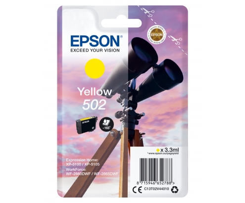 Cartucho Epson Singlepack 502 Ink amarillo C13T02V44020