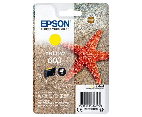 Cartucho Epson Singlepack 603 Ink Amarillo C13T03U44020