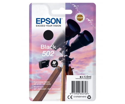 Cartucho Epson Singlepack Black 502 Ink C13T02V14020
