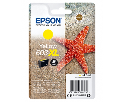 Cartucho Epson Singlepack Yellow 603XL Ink C13T03A44020