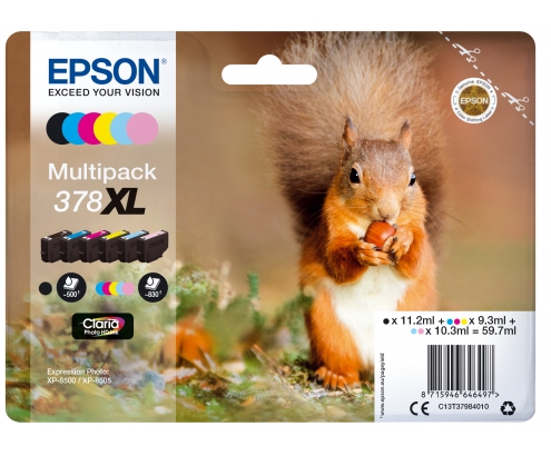 Cartucho Epson Squirrel Multipack 6-colours 378XL Claria Photo HD Ink C13T37984010