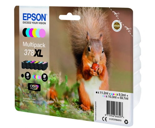 Cartucho Epson Squirrel Multipack 6-colours 378XL Claria Photo HD Ink C13T37984010