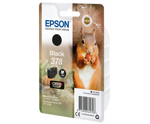 Cartucho Epson Squirrel Singlepack Black 378 Claria Photo HD Ink C13T37814010