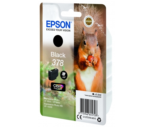 Cartucho Epson Squirrel Singlepack Black 378 Claria Photo HD Ink C13T37814010