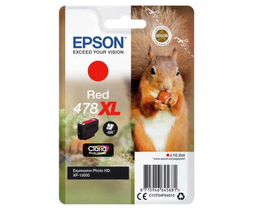 Cartucho Epson Squirrel Singlepack Red 478XL Claria Photo HD Ink C13T04F54010