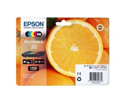 CARTUCHO EPSON T33 MULTIPACK NEGRO CIAN MAGENTA AMARILLO C13T33374011